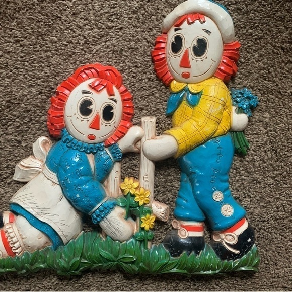 Vintage Raggedy Ann & Andy Wall Hanging Decor by Bobbs-Merrill (1977) - Picture 1 of 3